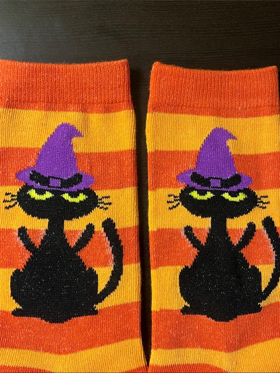 None Accessories - Cat Gothic Halloween Witch Hats Socks